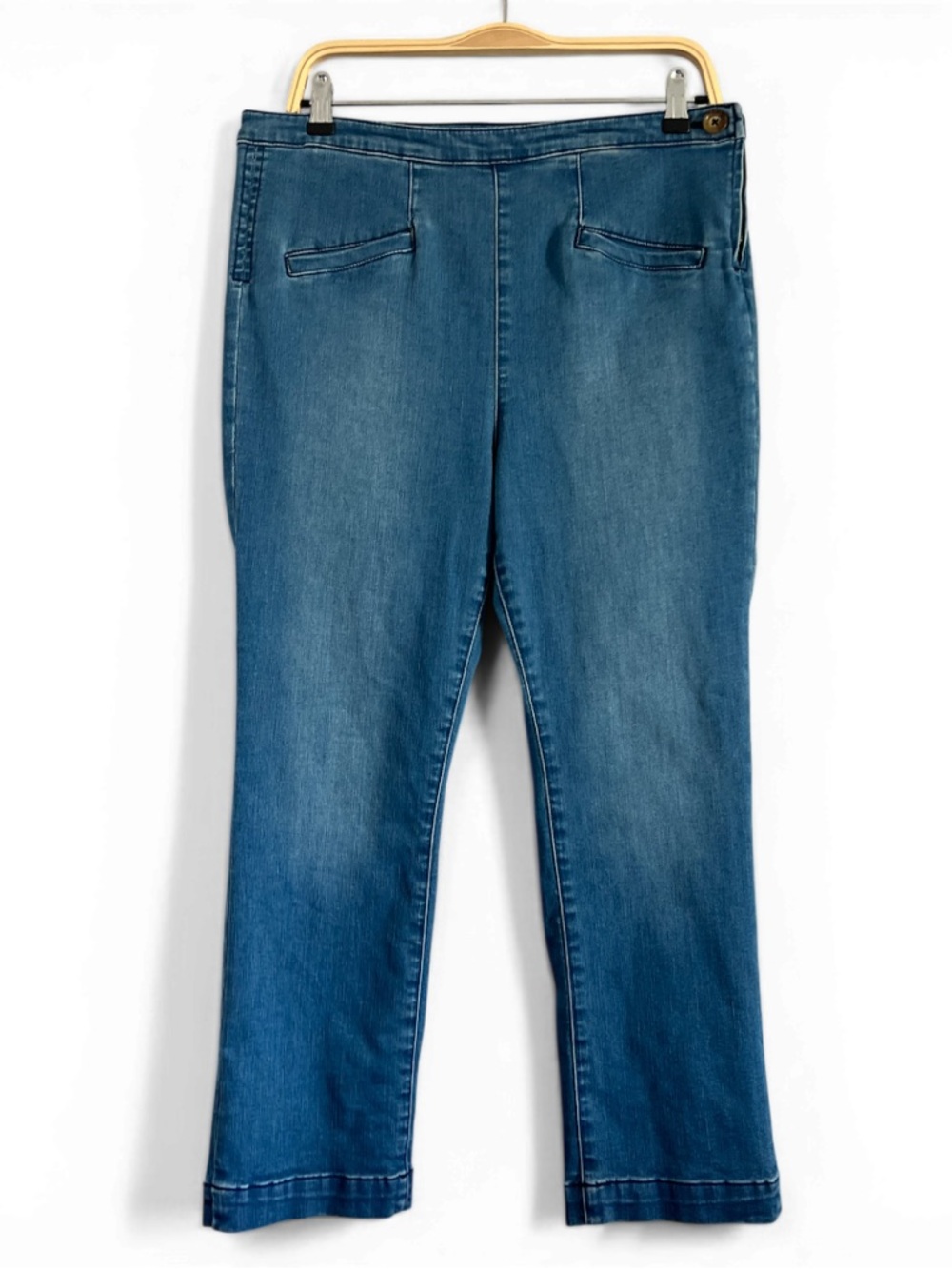 Pilcro Mid-Blue Straight-Leg Stretch Jeans